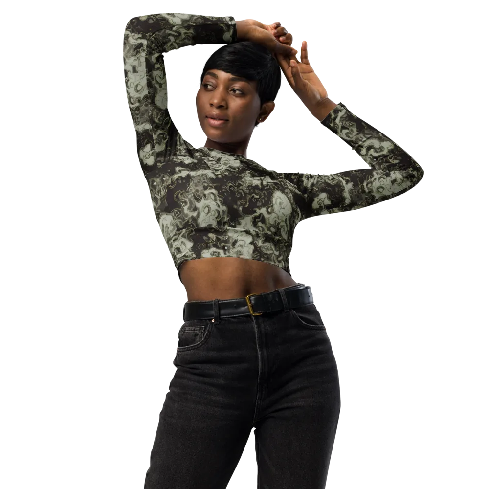 Eclipse Swirl on Long Sleeve Crop Top — Front