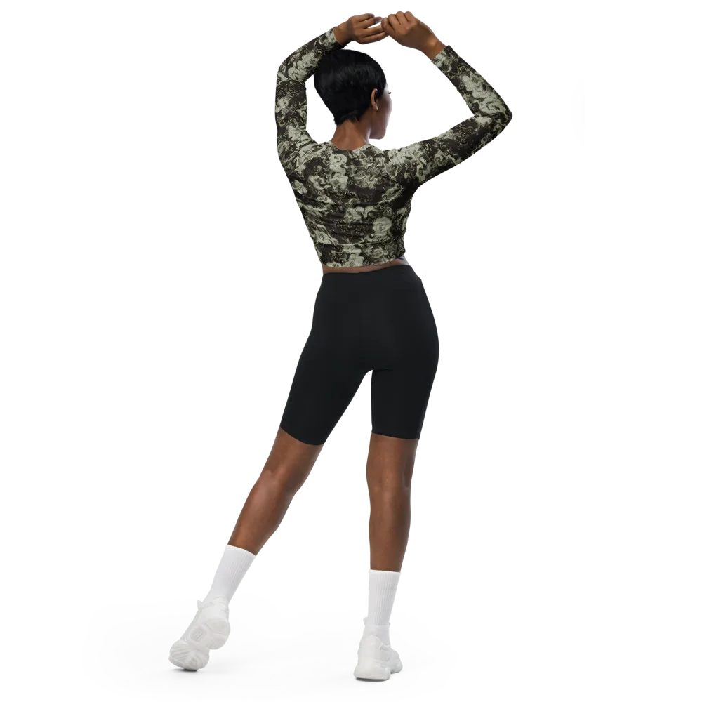 Eclipse Swirl on Long Sleeve Crop Top — Back