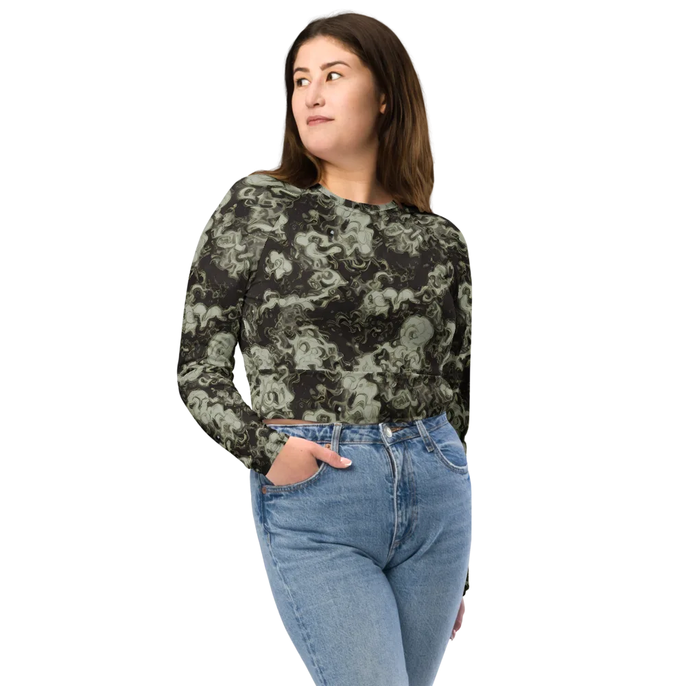 Eclipse Swirl on Long Sleeve Crop Top — Front