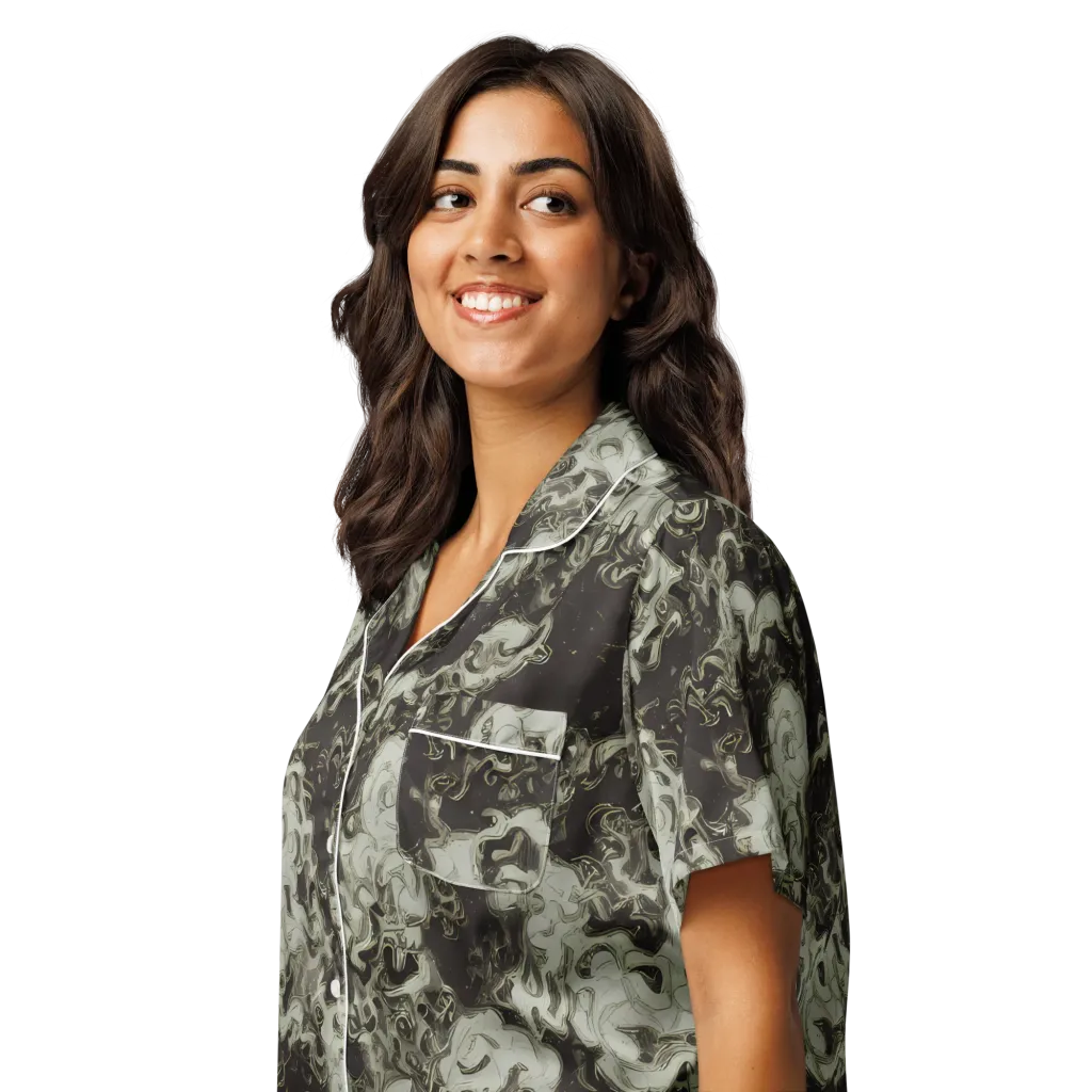 Eclipse Swirl on Women's Short Sleeve Pajama Top — Left Front