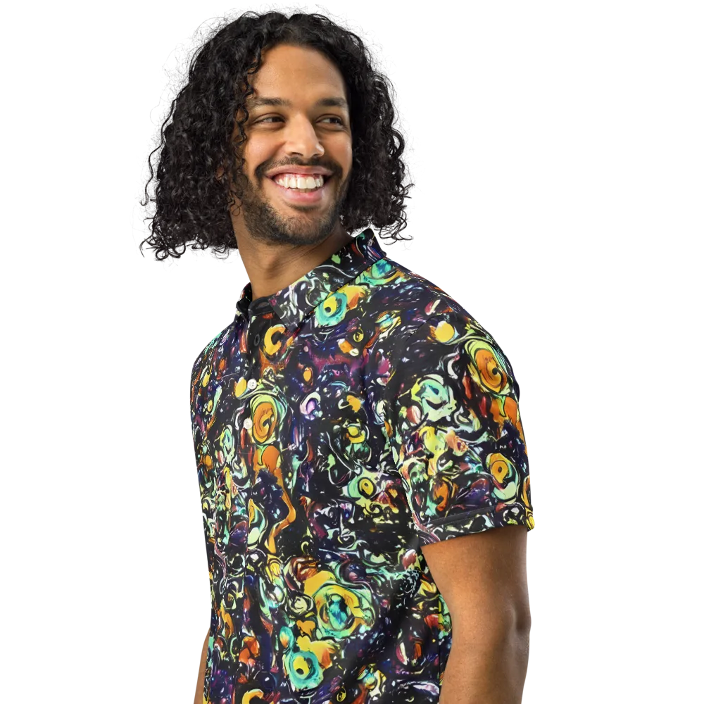 Dark Matter Bloom on Men's Slim Fit Polo Shirt — Left Front