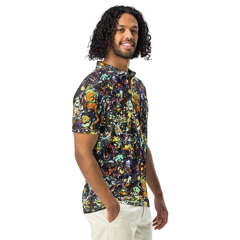 Dark Matter Bloom on Men's Slim Fit Polo Shirt — Right Front