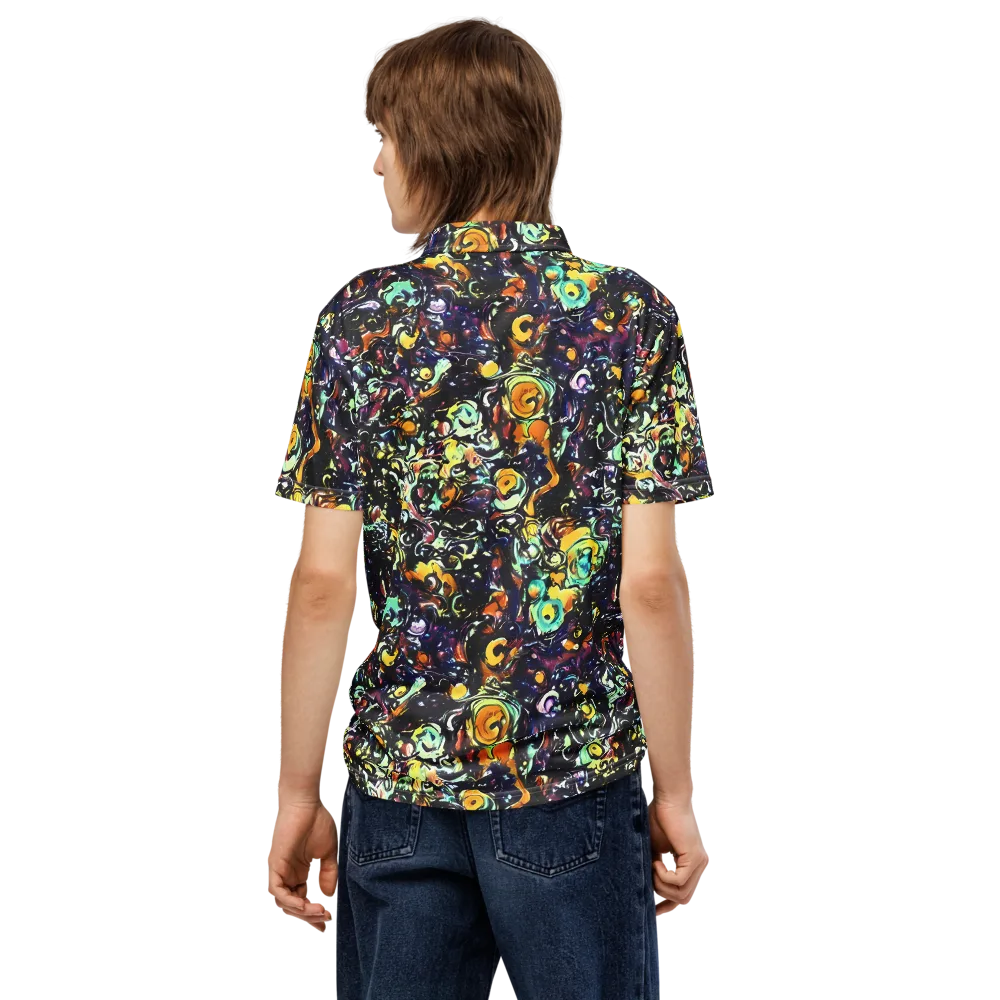 Dark Matter Bloom on Men's Slim Fit Polo Shirt — Back