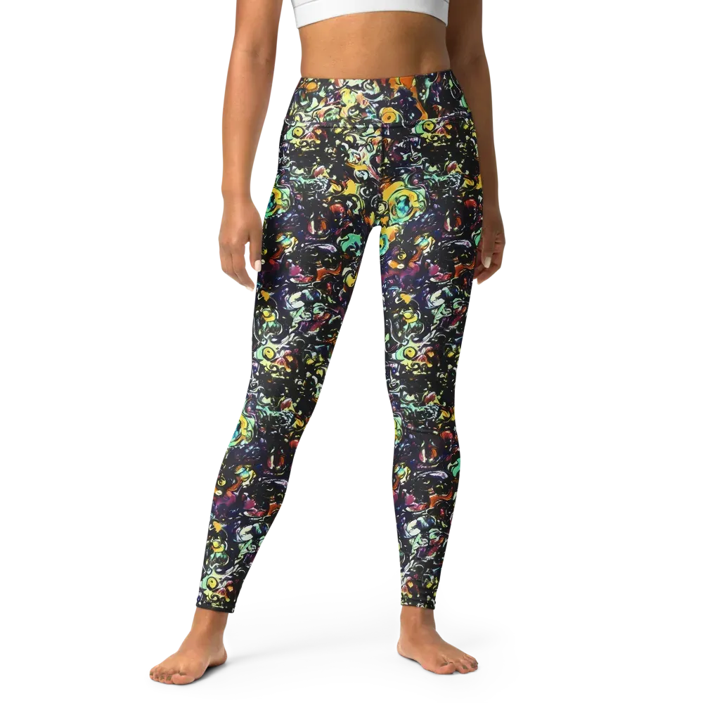 Dark Matter Bloom on Yoga Leggings — Front