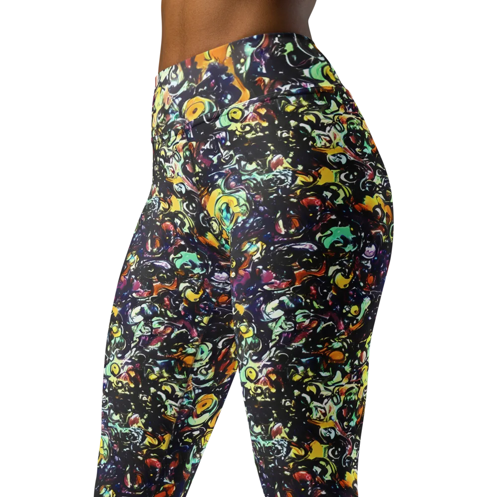 Dark Matter Bloom on Yoga Leggings — Left Front