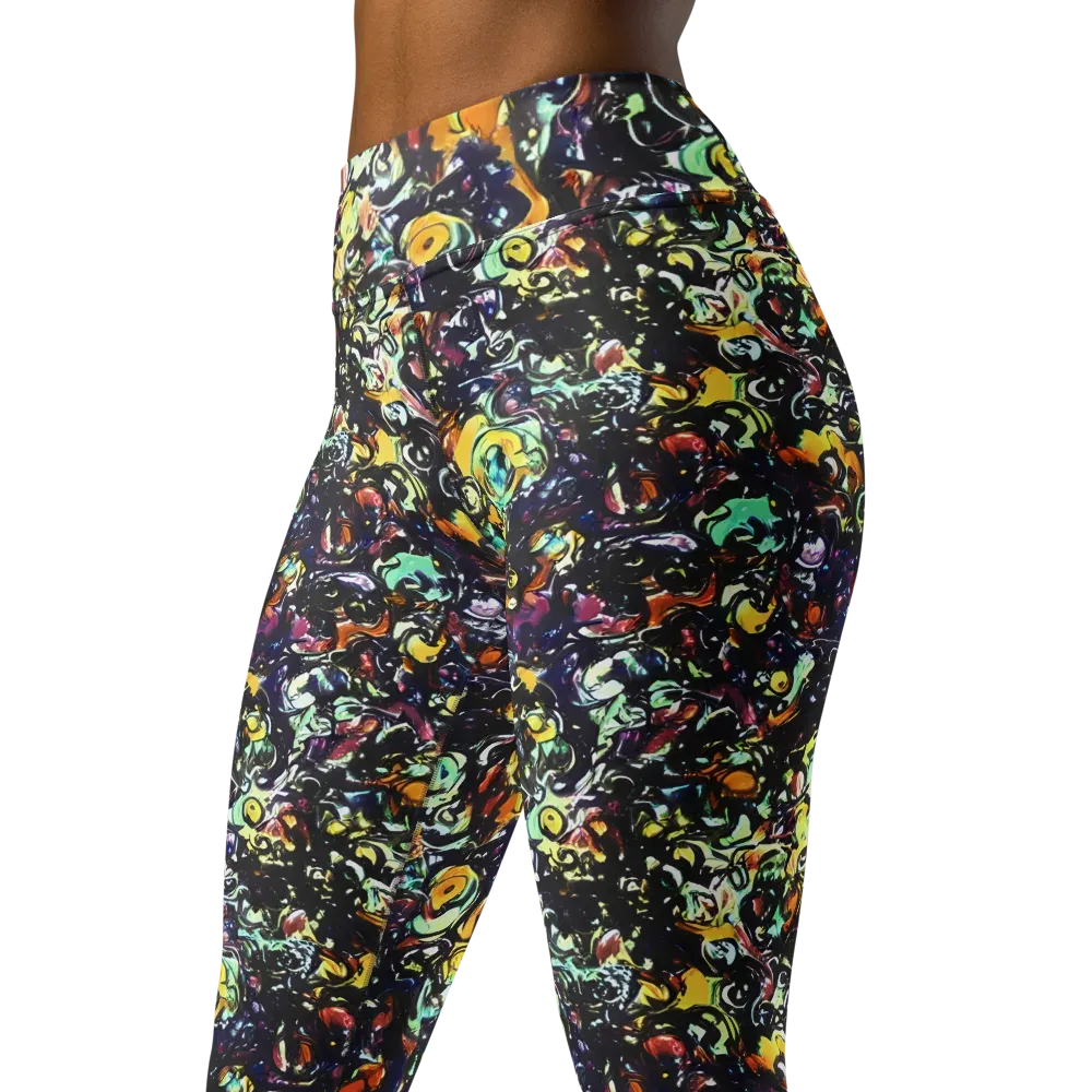 Dark Matter Bloom on Yoga Leggings — Left Front