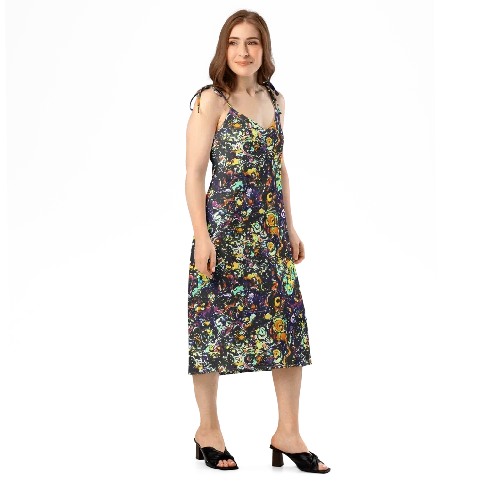 Dark Matter Bloom on Slip Dress — Right Front