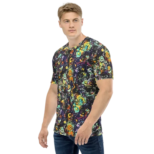 Dark Matter Bloom on a Men's Crew Neck T-Shirt