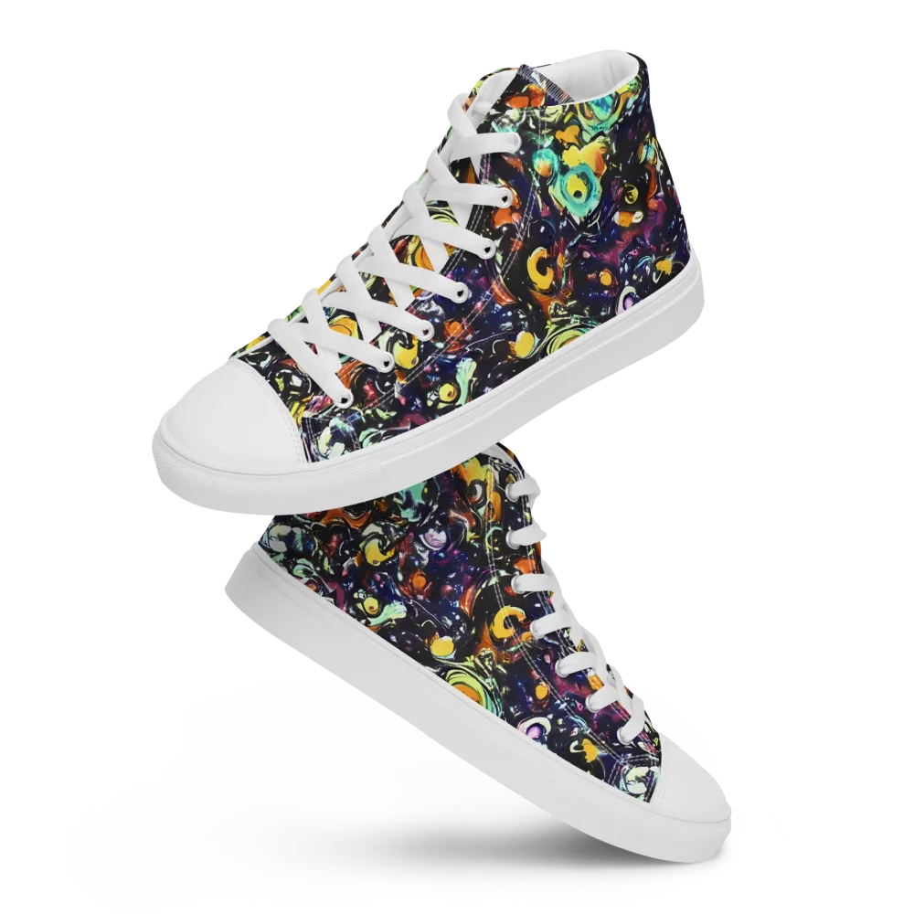 Dark Matter Bloom on Men's High Top Canvas Shoes — Front