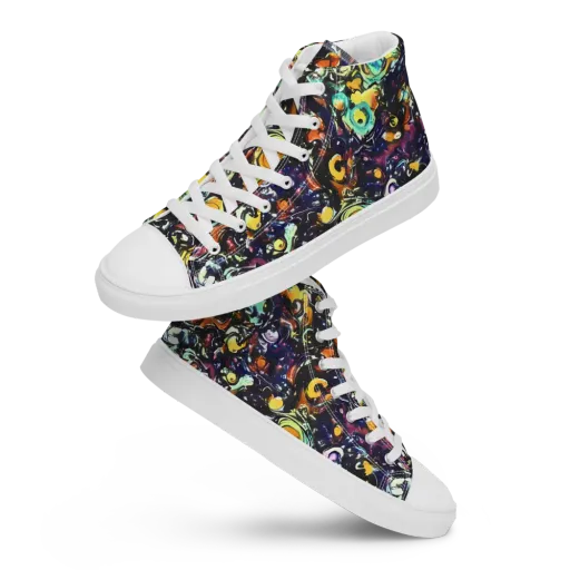 Dark Matter Bloom on a Men's High Top Canvas Shoes