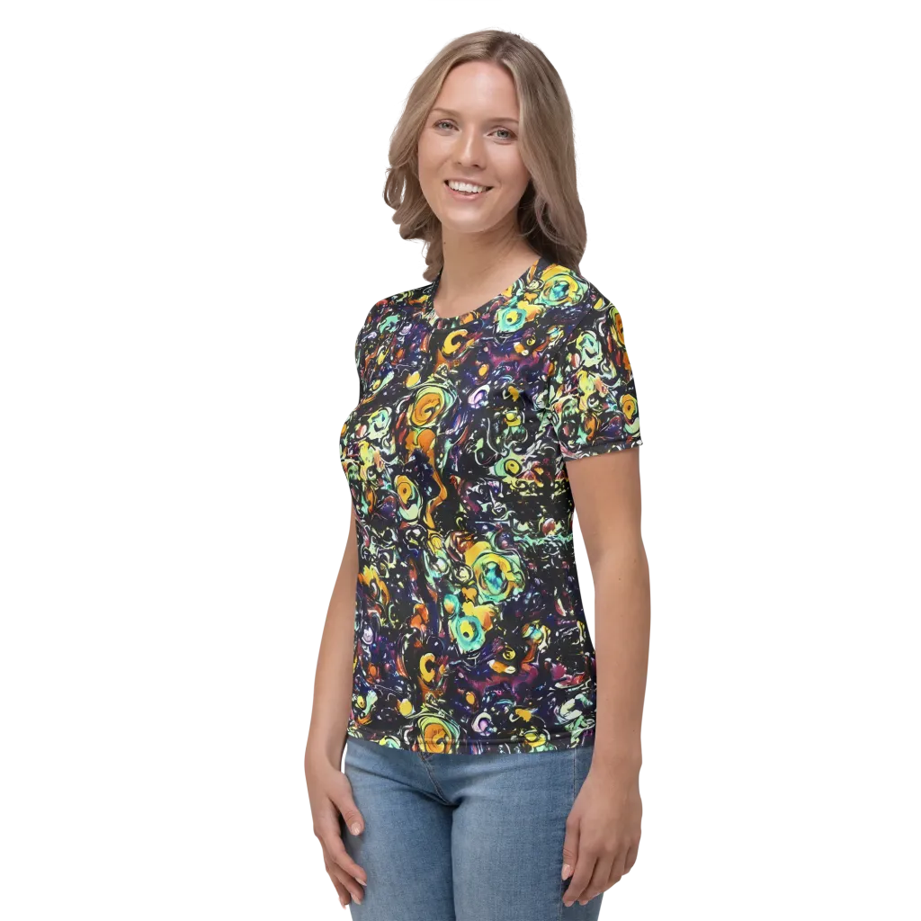 Dark Matter Bloom on Women's Crew Neck T-Shirt — Left