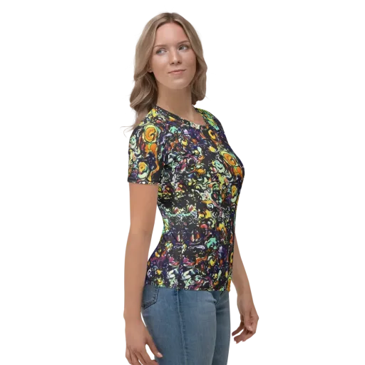 Dark Matter Bloom on a Women's Crew Neck T-Shirt