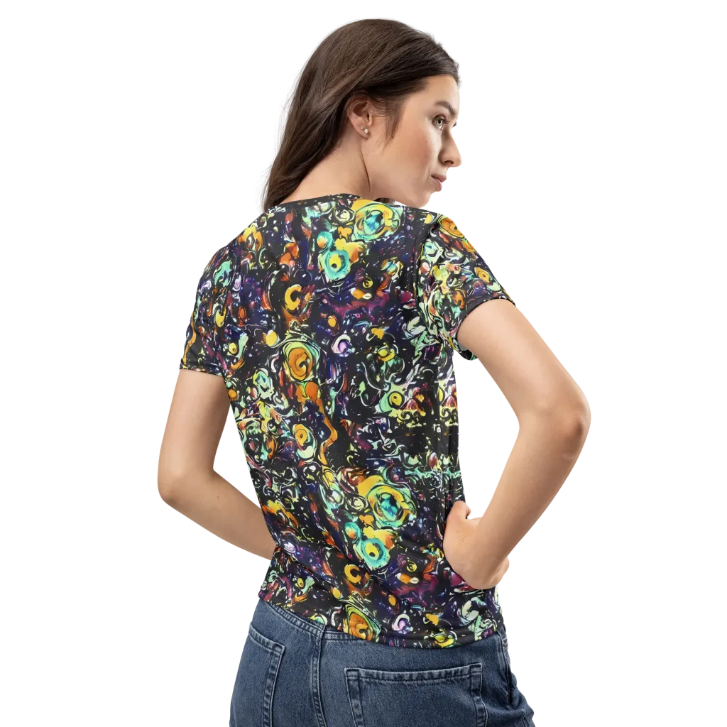 Dark Matter Bloom on Women's Crew Neck T-Shirt — Back