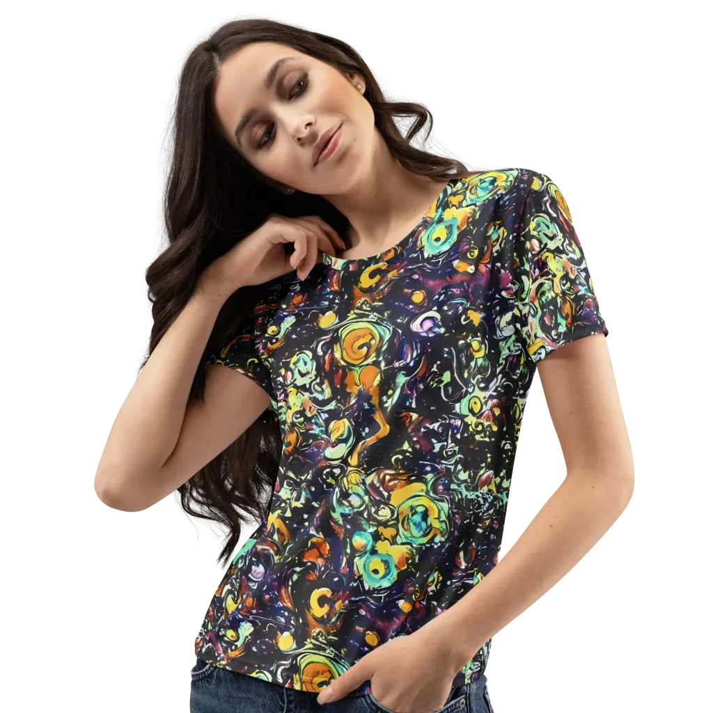 Dark Matter Bloom on Women's Crew Neck T-Shirt — Left Front
