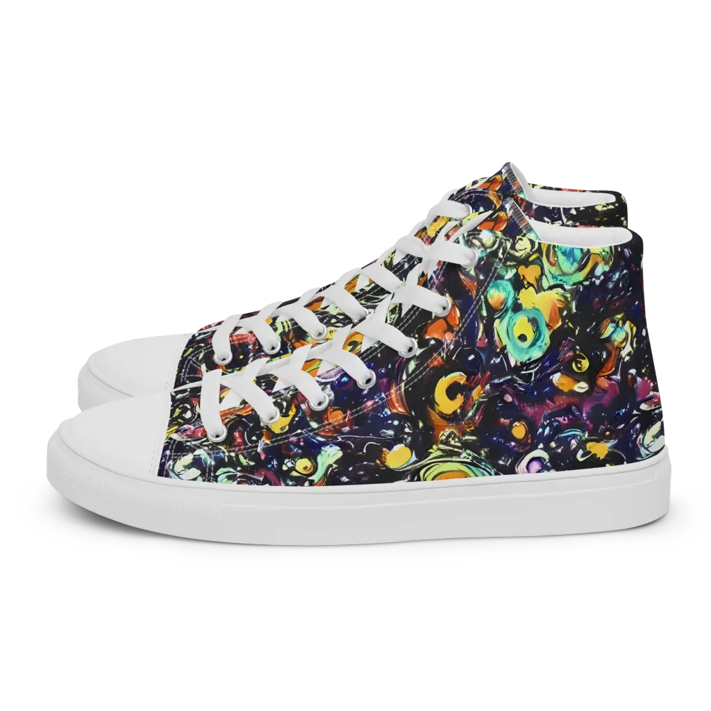 Dark Matter Bloom on Women's High Top Canvas Shoes — Left