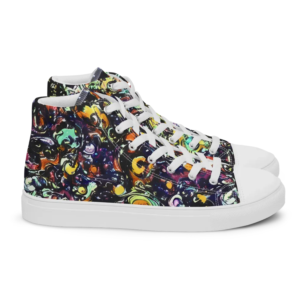Dark Matter Bloom on Women's High Top Canvas Shoes — Right