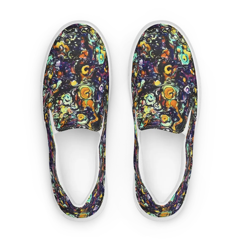 Dark Matter Bloom on Men's Slip-On Canvas Shoes — Front
