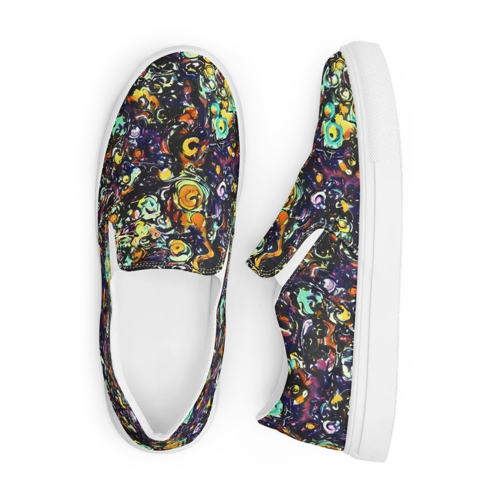 Dark Matter Bloom on Men's Slip-On Canvas Shoes — Front