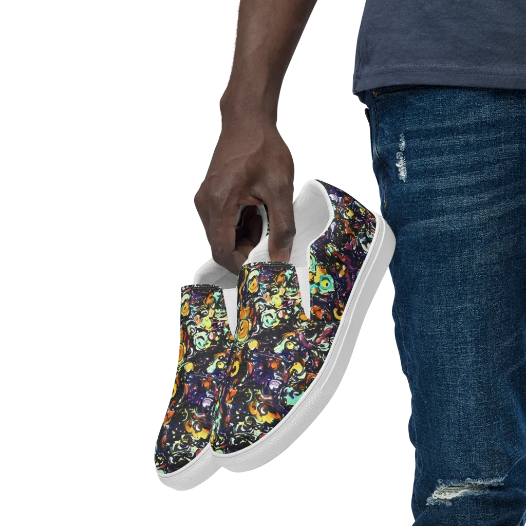 Dark Matter Bloom on Men's Slip-On Canvas Shoes — Left Front