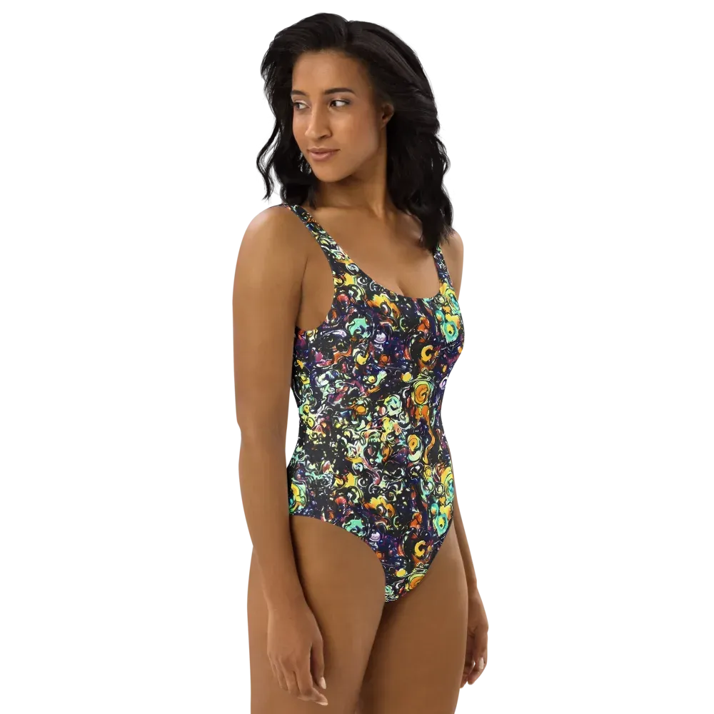 Dark Matter Bloom on One-Piece Swimsuit — Right