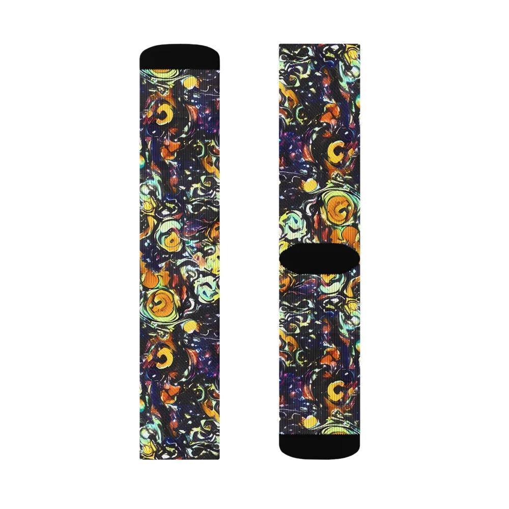 Dark Matter Bloom on Socks — Left Sock