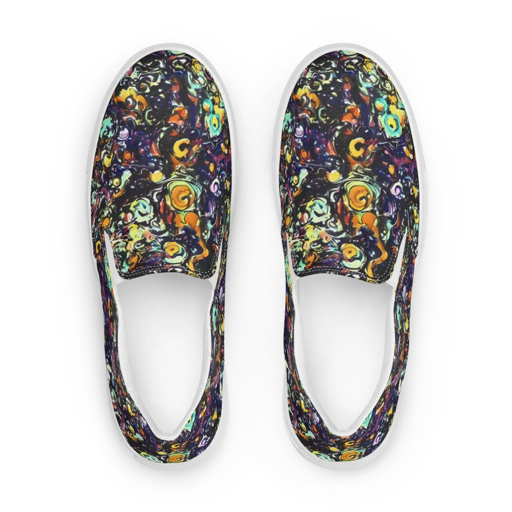 Dark Matter Bloom on Women's Slip-On Canvas Shoes — Front