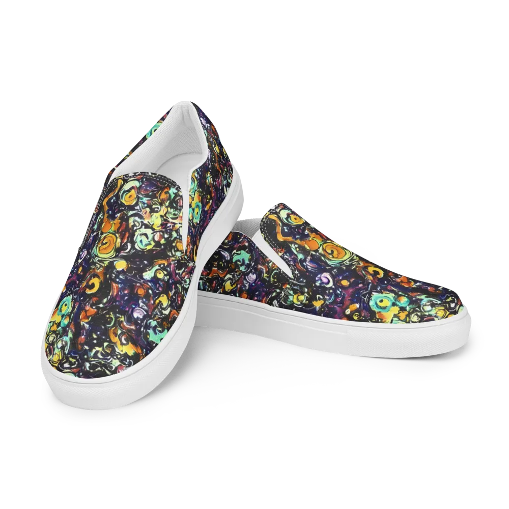 Dark Matter Bloom on Women's Slip-On Canvas Shoes — Left Front