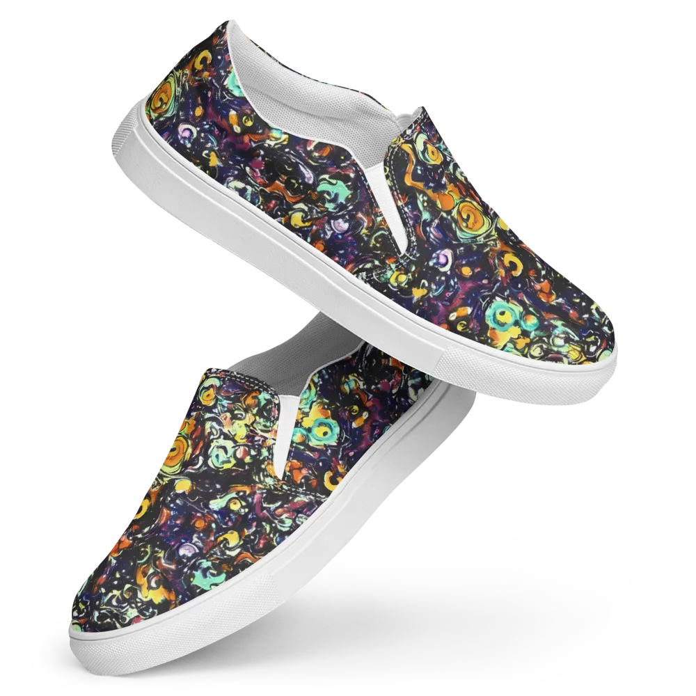 Dark Matter Bloom on Women's Slip-On Canvas Shoes — Front