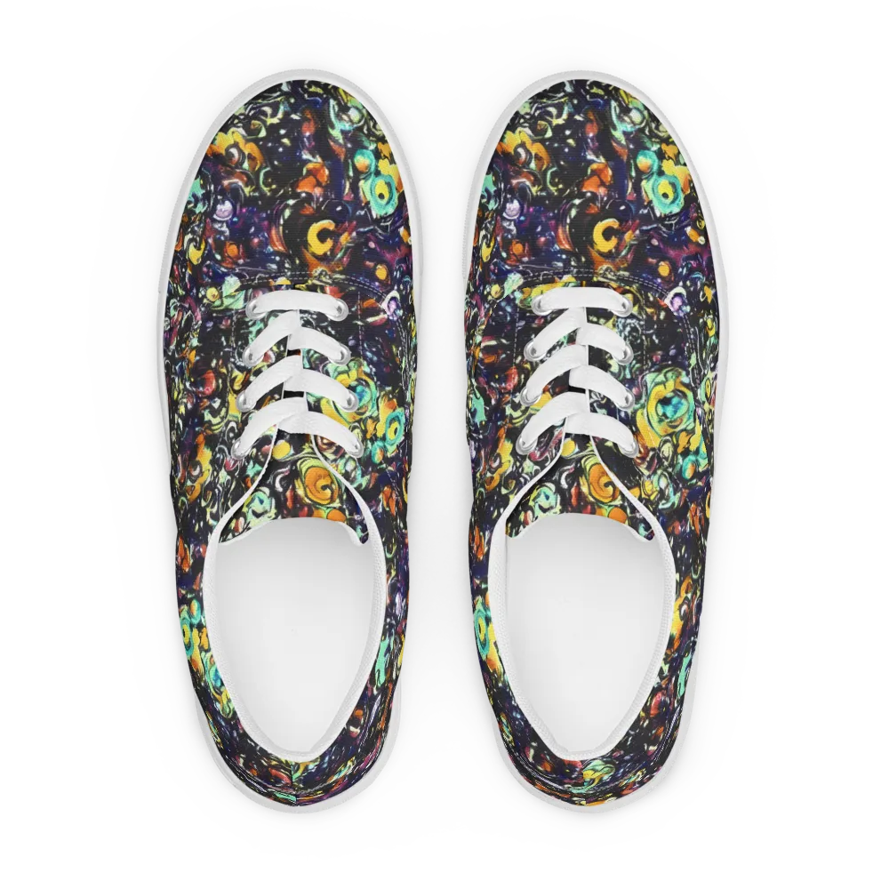 Dark Matter Bloom on Men's Lace-Up Canvas Shoes — Front