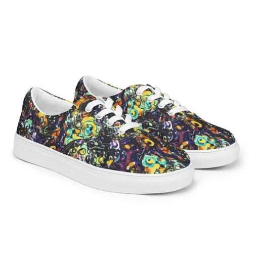 Dark Matter Bloom on a Men's Lace-Up Canvas Shoes