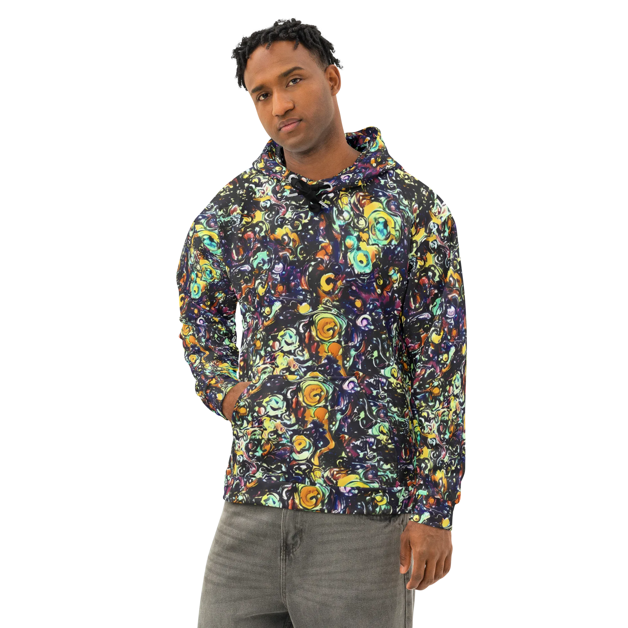 Dark Matter Bloom on Cotton Hoodie — Left Front