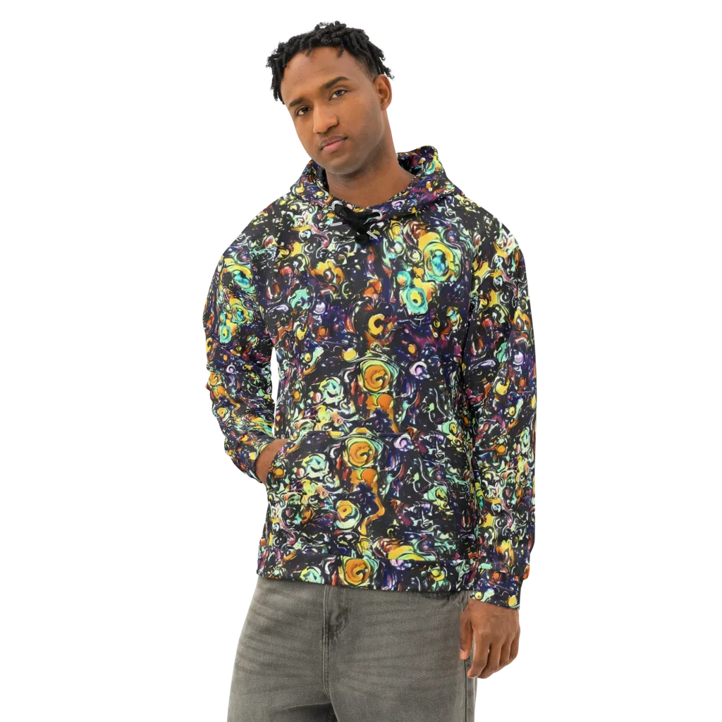 Dark Matter Bloom on Cotton Hoodie — Left Front