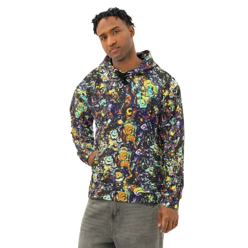 Dark Matter Bloom on a Cotton Hoodie
