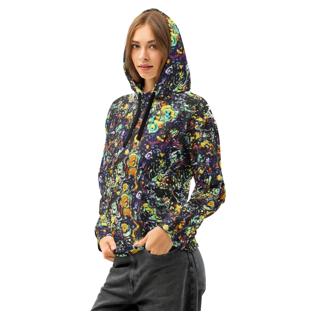 Dark Matter Bloom on Cotton Hoodie — Left Front