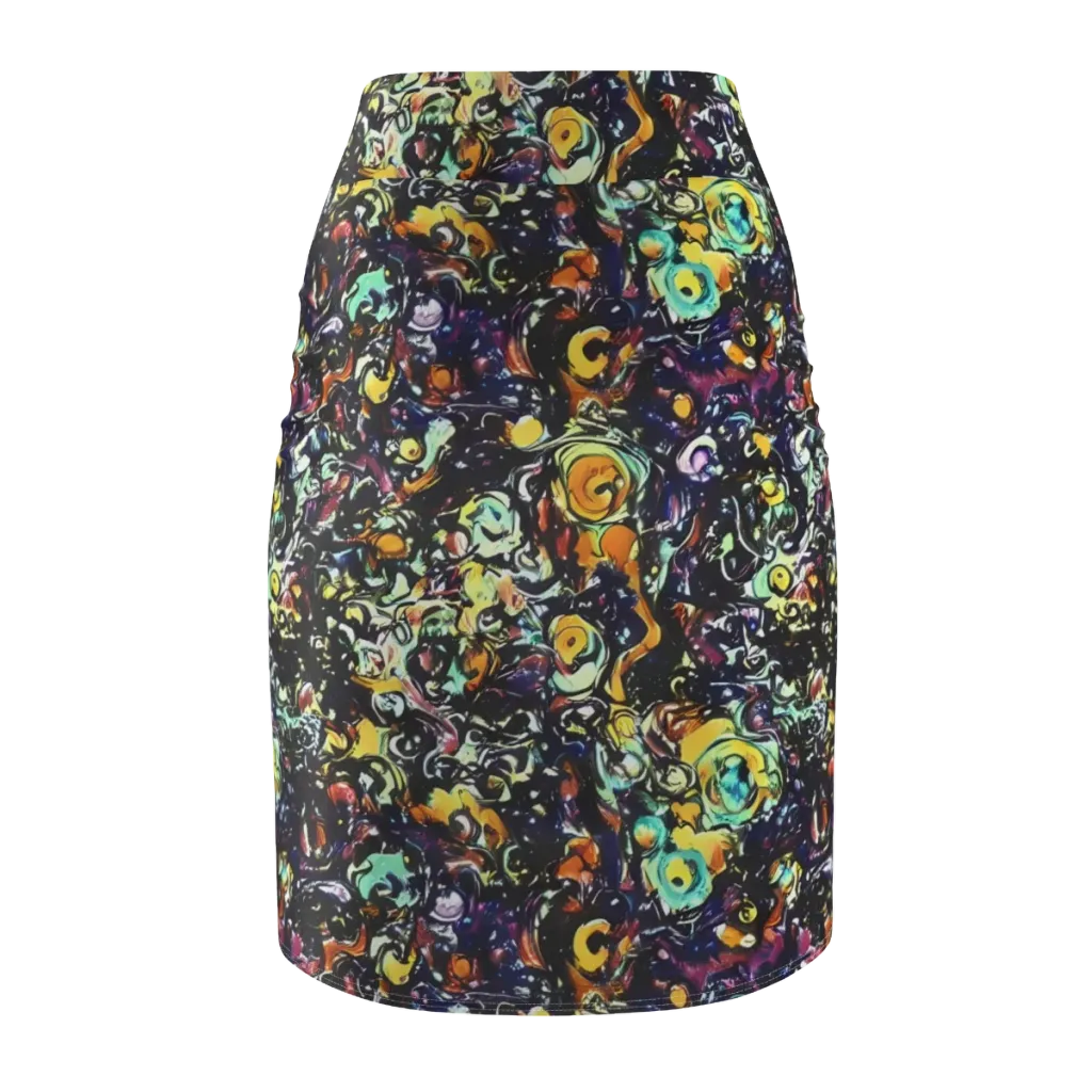 Dark Matter Bloom on Pencil Skirt — Back