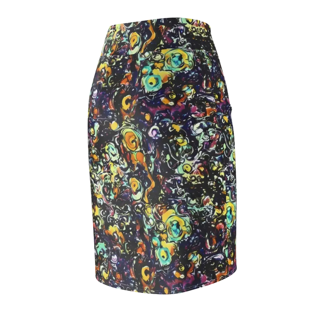 Dark Matter Bloom on Pencil Skirt — Back Side