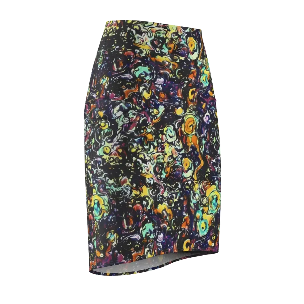 Dark Matter Bloom on Pencil Skirt — Front Side