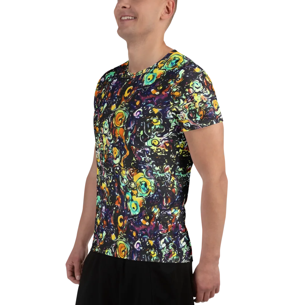 Dark Matter Bloom on Men's Athletic T-Shirt — Left