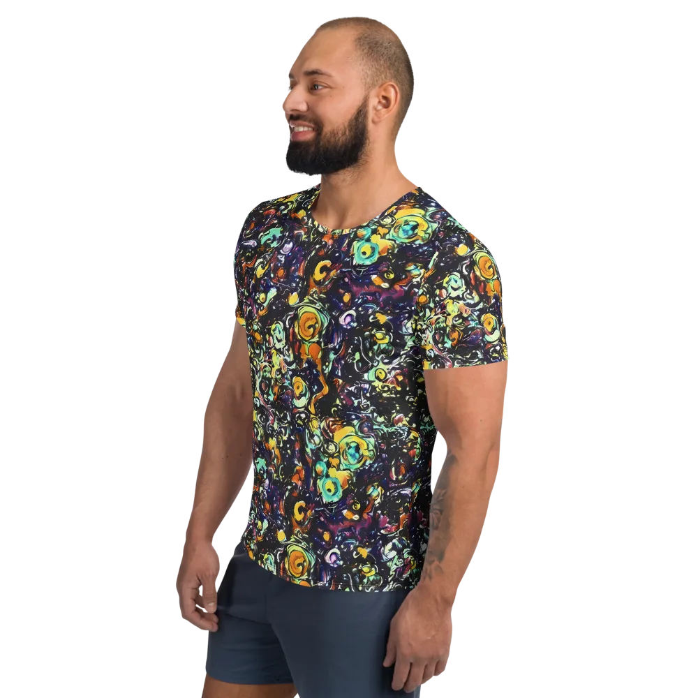 Dark Matter Bloom on Men's Athletic T-Shirt — Left