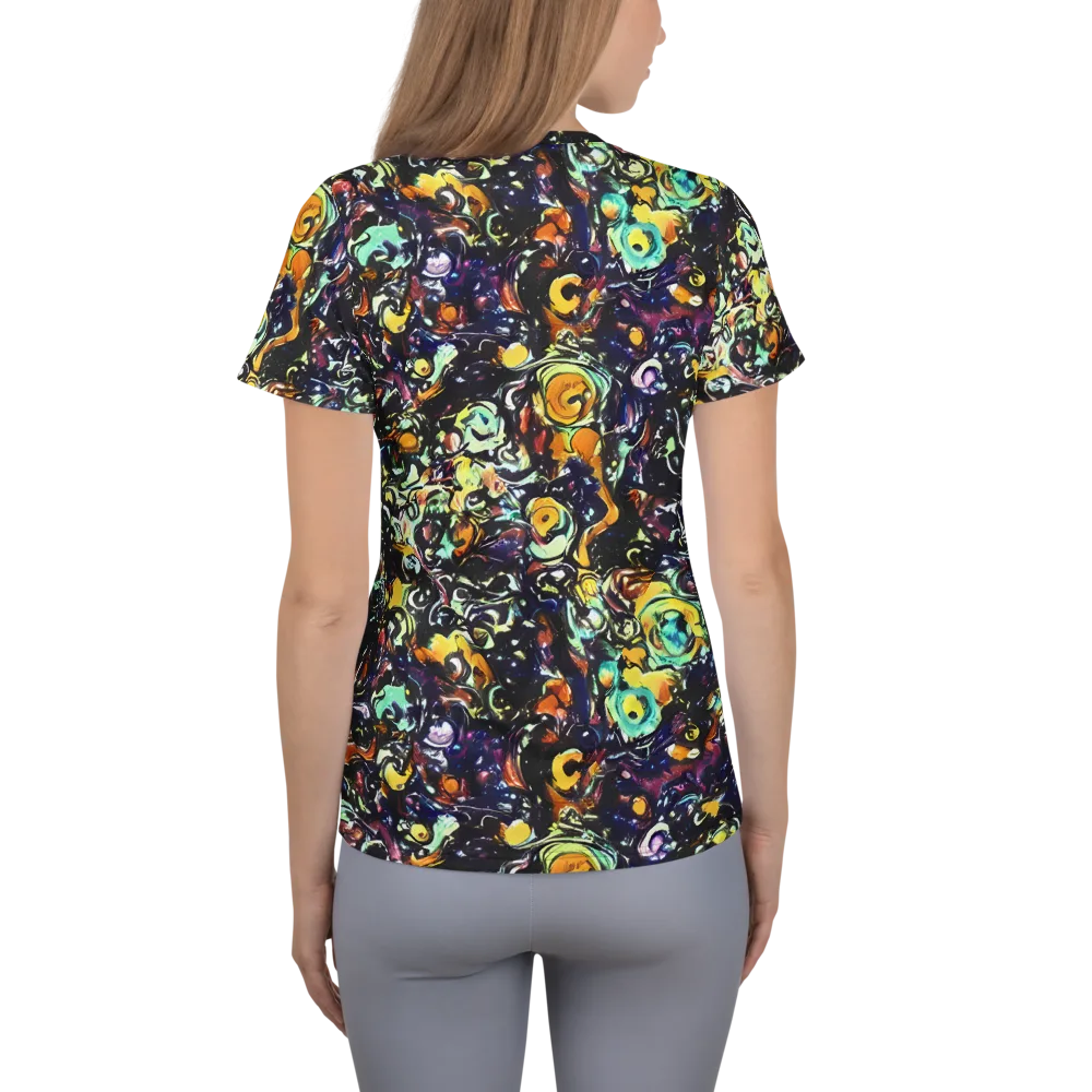 Dark Matter Bloom on Women's Athletic T-Shirt — Back