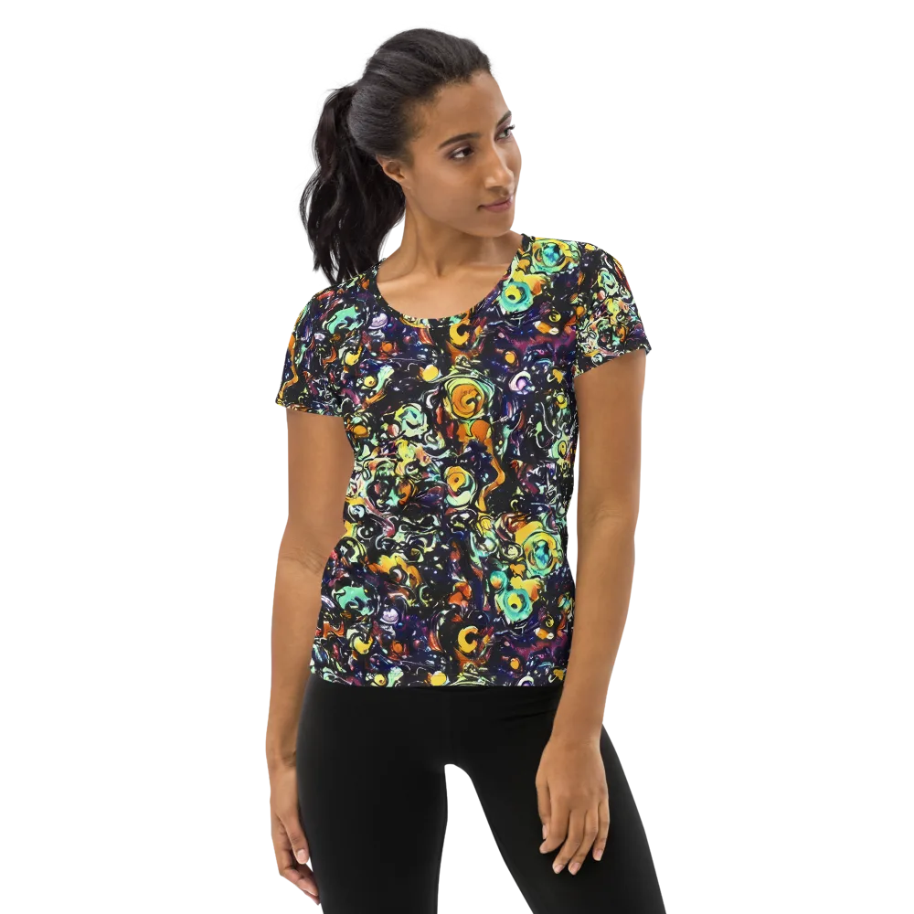 Dark Matter Bloom on Women's Athletic T-Shirt — Front