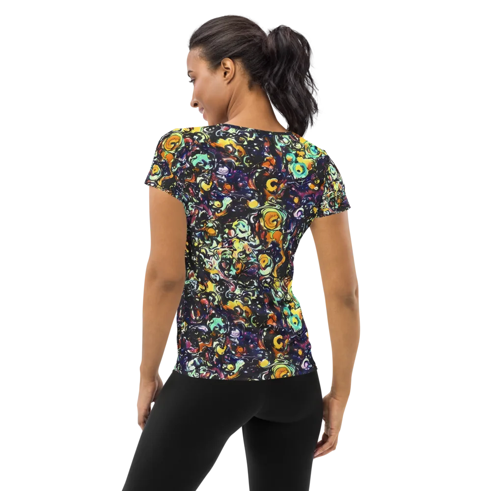 Dark Matter Bloom on Women's Athletic T-Shirt — Back