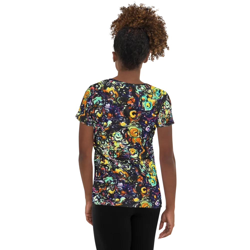 Dark Matter Bloom on Women's Athletic T-Shirt — Back