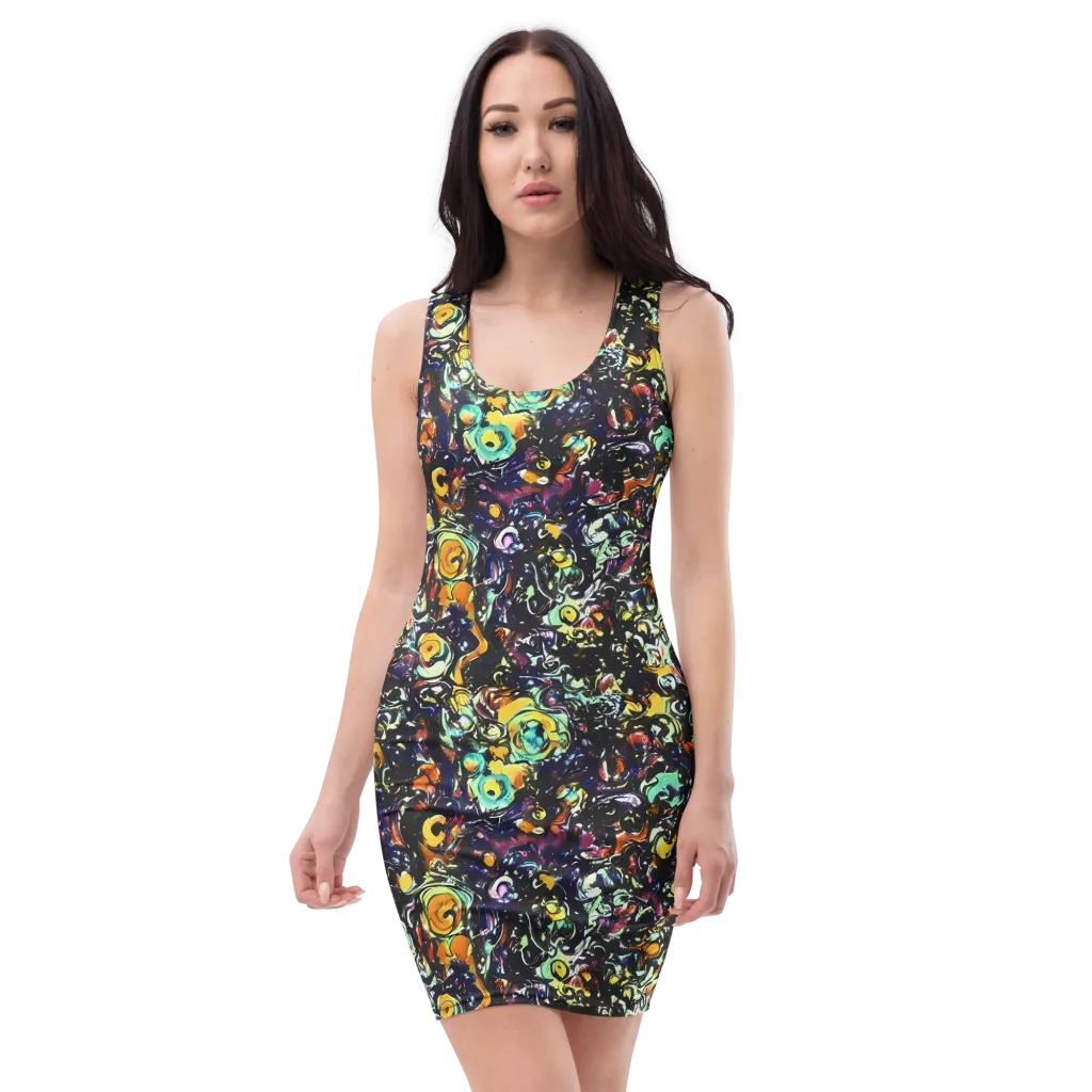 Dark Matter Bloom on Bodycon Dress — Front