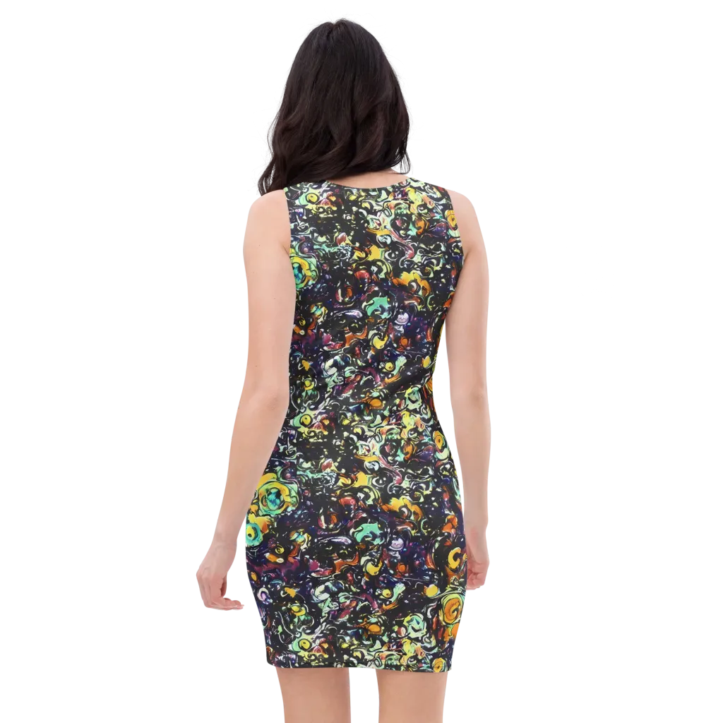 Dark Matter Bloom on Bodycon Dress — Back