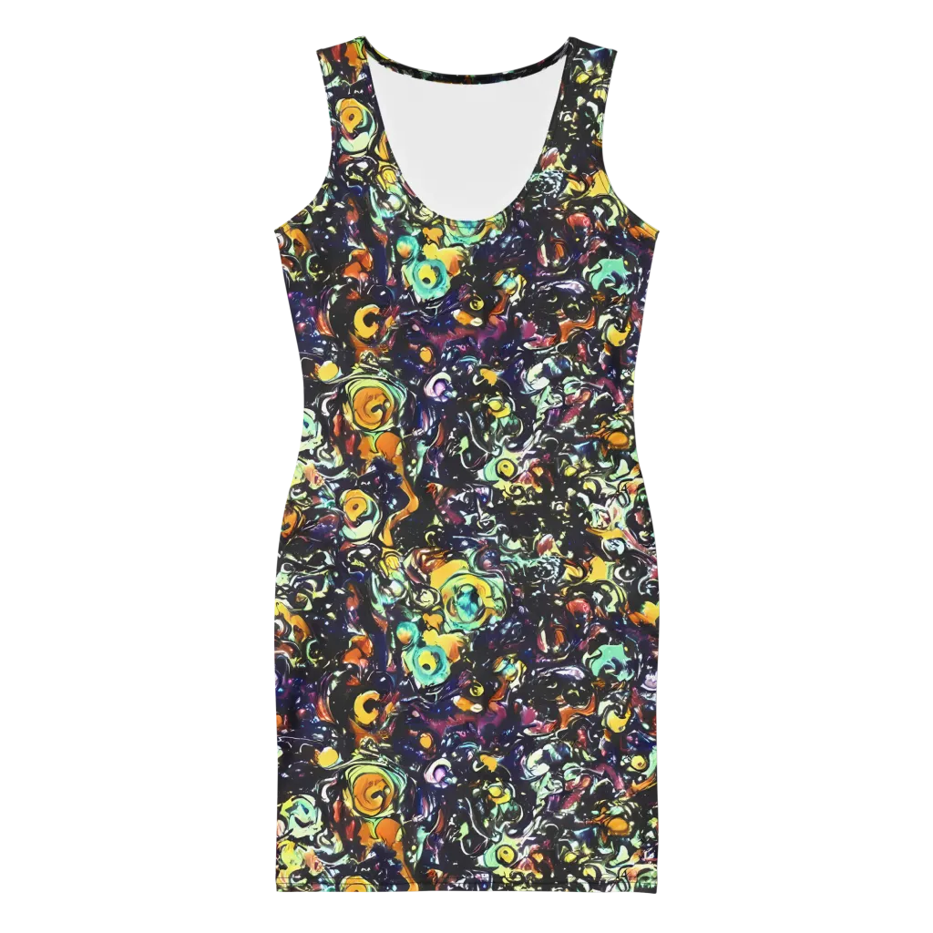 Dark Matter Bloom on Bodycon Dress — Front