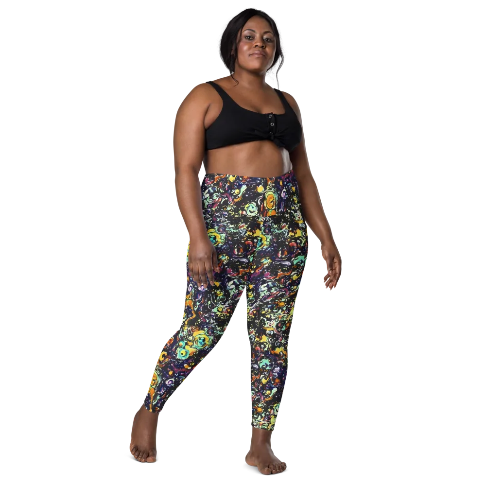 Dark Matter Bloom on Leggings with Pockets — Front