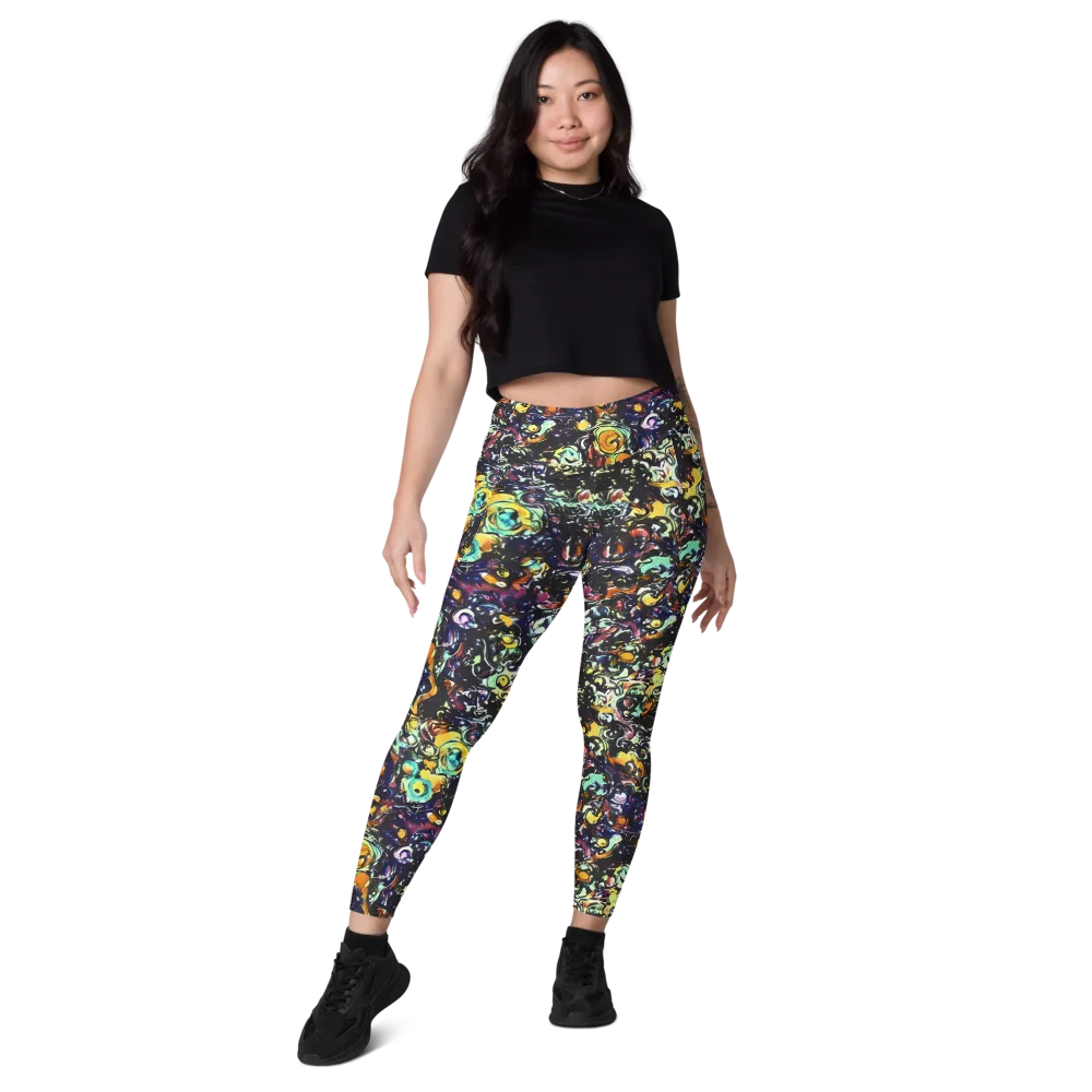 Dark Matter Bloom on Leggings with Pockets — Front