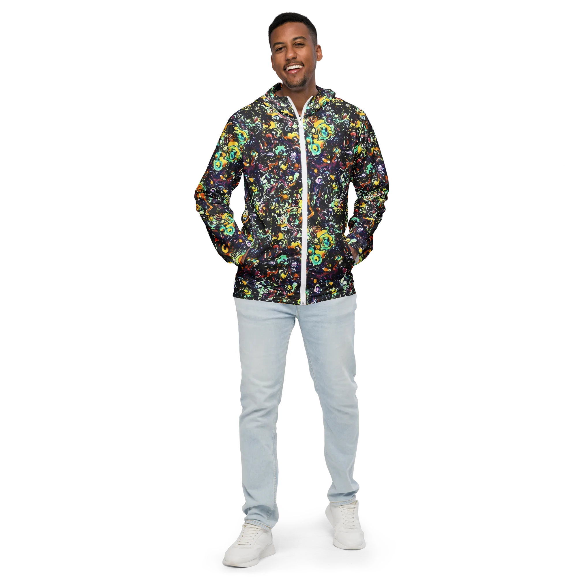 Dark Matter Bloom on Men's Windbreaker — Front