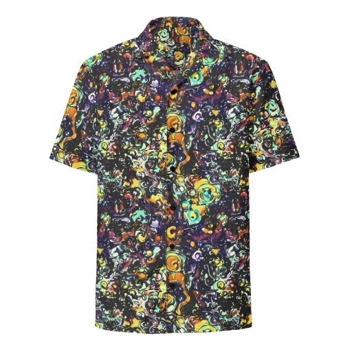 Dark Matter Bloom on a Button Shirt